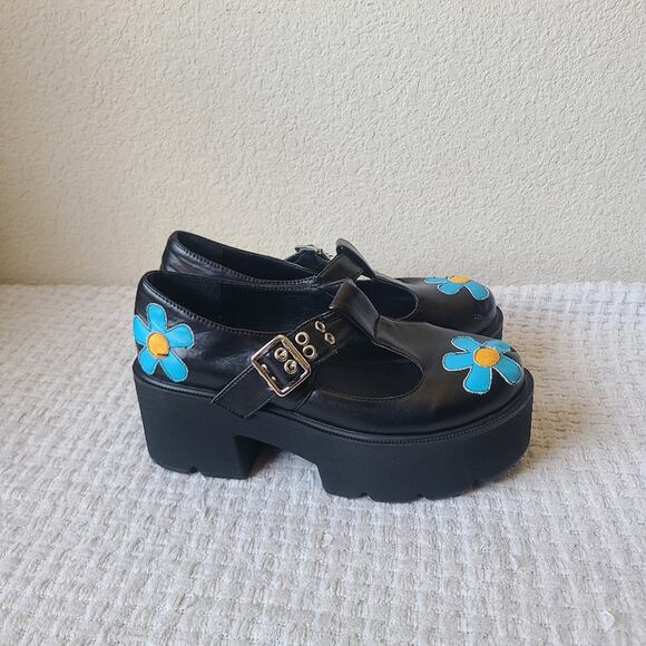 Megan Flower Print Platform Block Heel Mary Jane Shoes Women's Size 9.5 - Picture 3 of 13